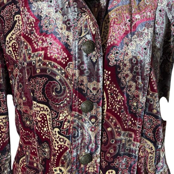 EUC Chico's Arabian Nights Velvet Luster Jacket Sz 2XL Lined - Picture 7 of 16
